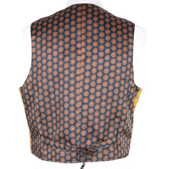 Vintage 90s GAP Mustard Plaid Wool Vest Unisex Medium Holiday Waistcoat - Picture 11 of 16